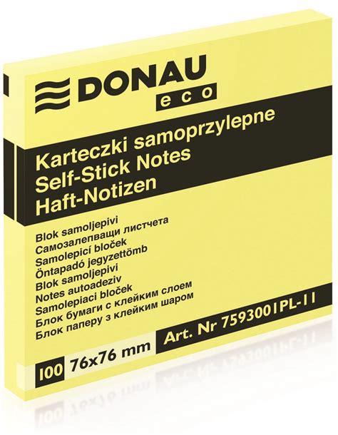 Notes Karteczki Samoprzylepne Te X Mm Donau Eco Sklep