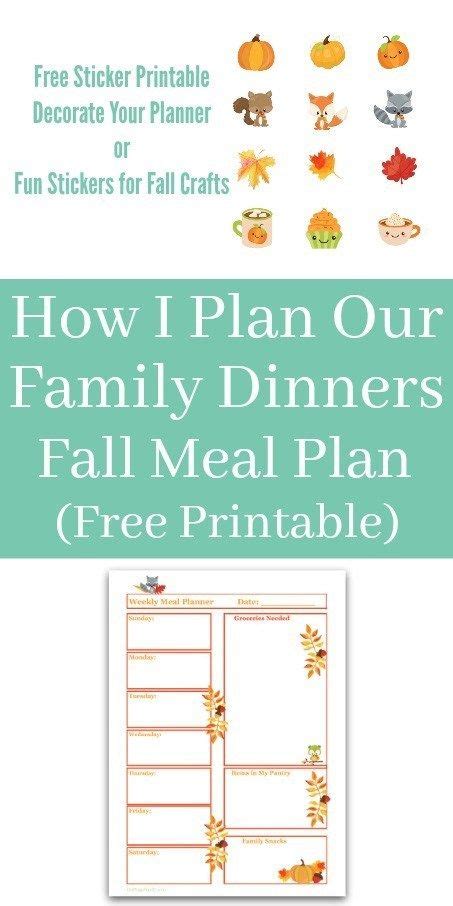 Fall Weekly Meal Plan Template Free Download With Printable For Meal