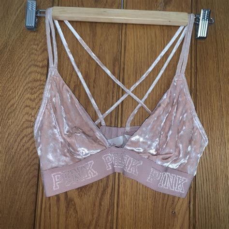 Pink Crossover Velvet Bralette From Victoria Secret Depop