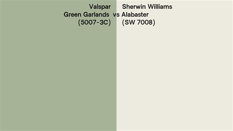 Valspar Green Garlands 5007 3c Vs Sherwin Williams Alabaster Sw 7008 Side By Side Comparison