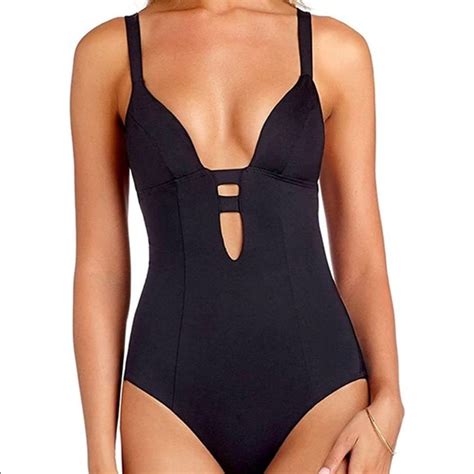 Vitamin A Swim Vitamin A Black Strappy Caged Cut Out Plunge Ecolux