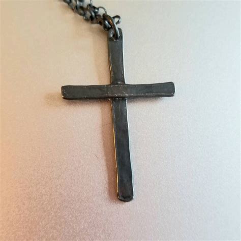 Black Cross Necklace Men's Cross Necklace Oxidized - Etsy