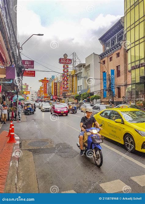 Heavy Traffic In China Town On Yaowarat Road Bangkok Thailand Editorial