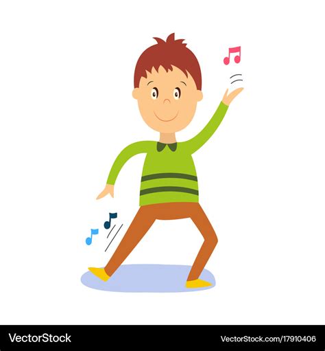 Flat cartoon boy kid dancing isolated Royalty Free Vector