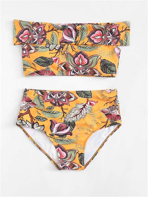 Flower Print Bikini Setfor Women Romwe Flower Print Bikini Set