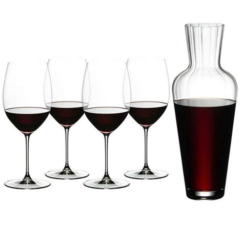 Riedel Veritas Cabernet Merlot Glasses And Mosel Decanter 4 Glasses