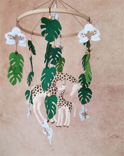 Giraffe Crib Mobile Jungle Nursery Decor African Animals Safari Baby