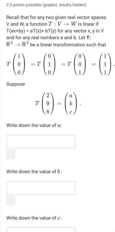 Solved 2 0 Points Possible Graded Results Hidden Recall Chegg