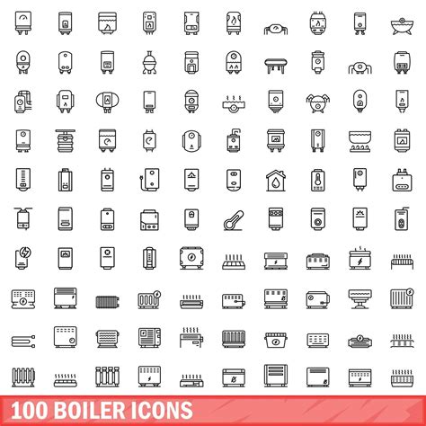 100 Boiler Icons Set Outline Style 27151626 Vector Art At Vecteezy