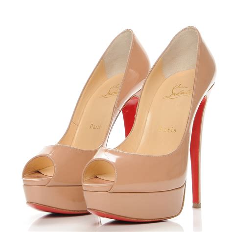 Christian Louboutin Jazz Calf Lady 150 Peep Toe Platform Pumps 37 5 Nude 204128