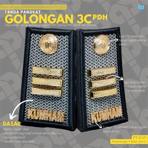 Jual Tanda Pangkat PDH Kemenkumham Golongan 3C Shopee Indonesia