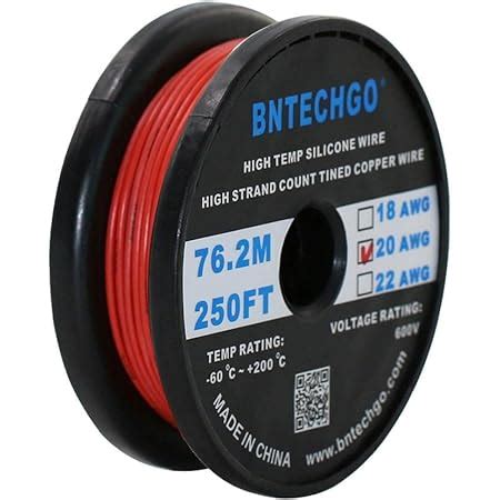 Bntechgo Gauge Silicone Wire Spool Ft Red Flexible Awg