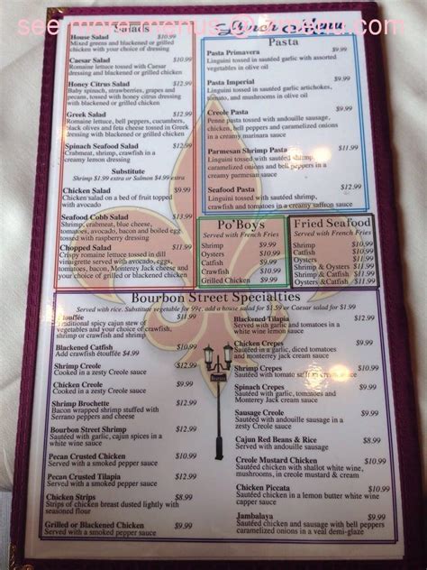 Menu At Bourbon Street Seafood Kitchen Downtown Pub Bar San Antonio