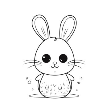 Cute Bunny Coloring Page Outline Sketch Drawing Vector, Bunny Drawing ...