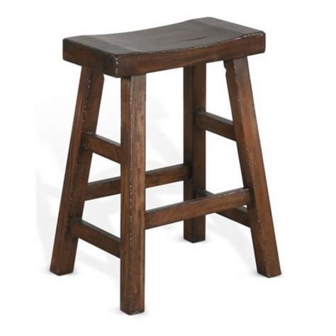 Sunny Designs Saddle Seat Transitional Mahogany Wood Stool In Dark