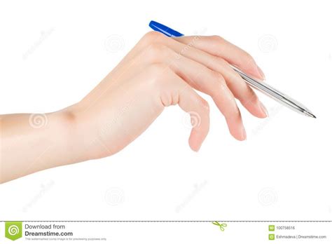 Woman Hand Holding Pen Isolated With Clippinhg Path Stock Photo Image