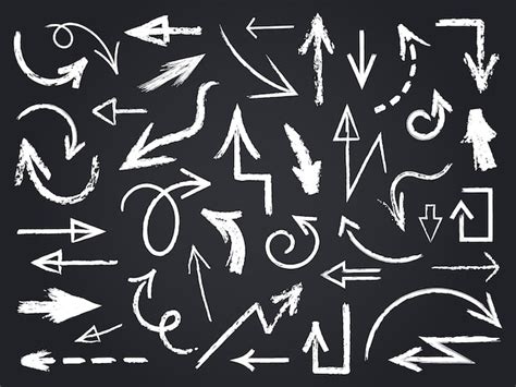 Premium Vector Chalk Sketch Arrow Hand Drawn Chalk Arrows