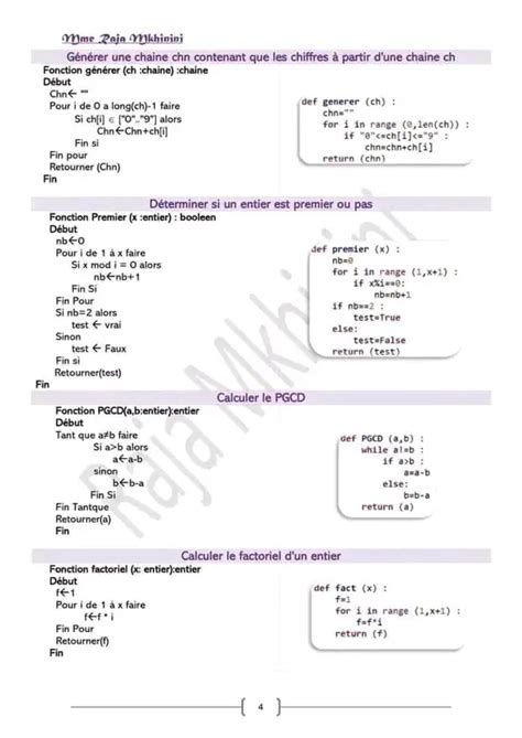 Bac Sc De L Informatique Algorithme Et Programmation Les Sous