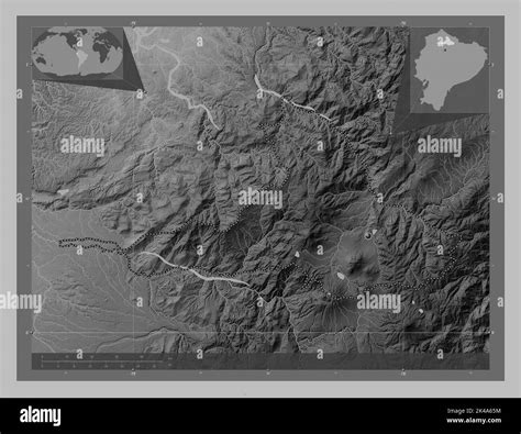 Imbabura Province Of Ecuador Grayscale Elevation Map With Lakes And