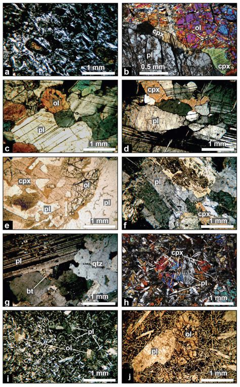 Photomicrograph Of Intrusive A G Subvolcanic H And Volcanic I J Download Scientific