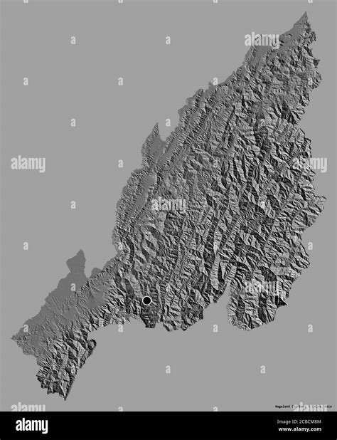 Shape Of Nagaland State Of India With Its Capital Isolated On A Solid