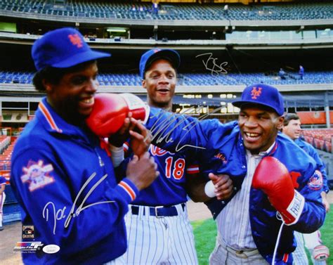 Dwight Doc Gooden Darryl Strawberry Mike Tyson Signed Mets X