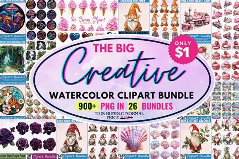 Creative Mega Watercolor Clipart Bundle Bundle · Creative Fabrica