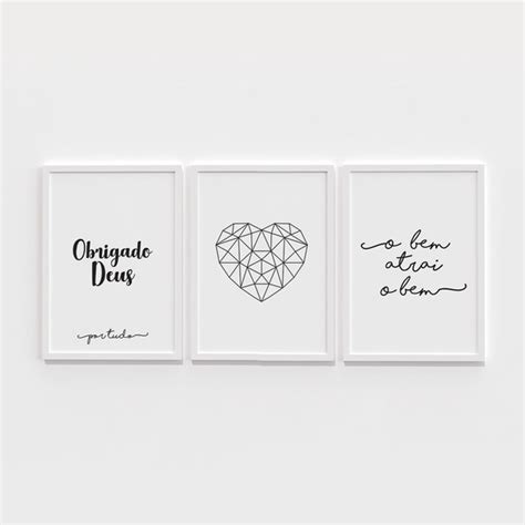 Conjunto Kit De Quadros Decorativos Obrigado Deus Frases Br