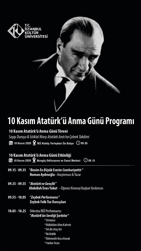 Kas M Atat Rk Anma G N Program T C Stanbul K Lt R Niversitesi