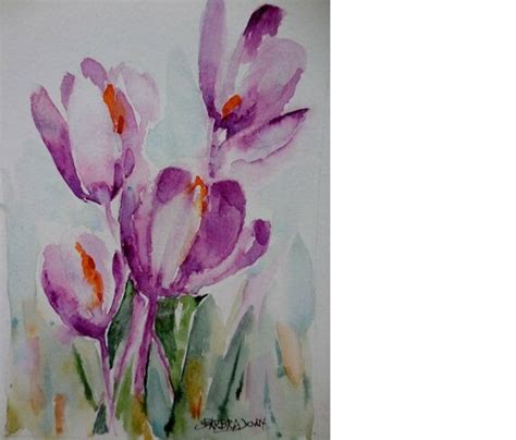 Crocus painting original watercolor spring time painting | Etsy