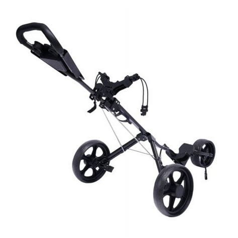 3 Wheel Foldablecollapsible Golf Push Cart With Foot Brake And Cup Holder