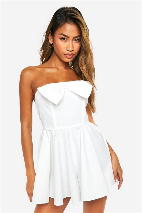 Bow Detail Bandeau Skort Romper Boohoo Usa