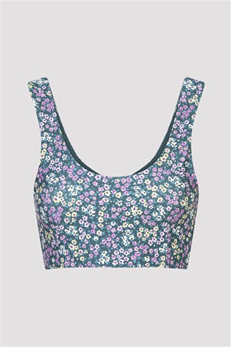 Flower Printed Crop Bikini St Phzmwt V Iy Mix Ok Renkli Penti