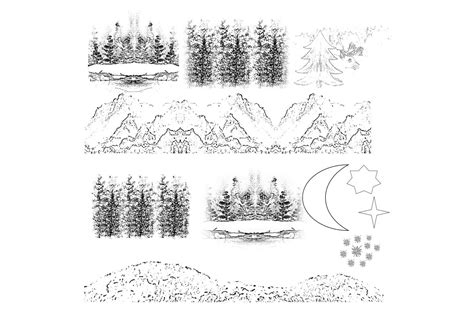 Northern Lights Black and White Clipart Graphic by Rita Bischoff Pencz · Creative Fabrica