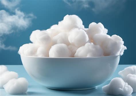 Premium AI Image A Bowl Of Fluffy White Cotton Balls In A Bowl With