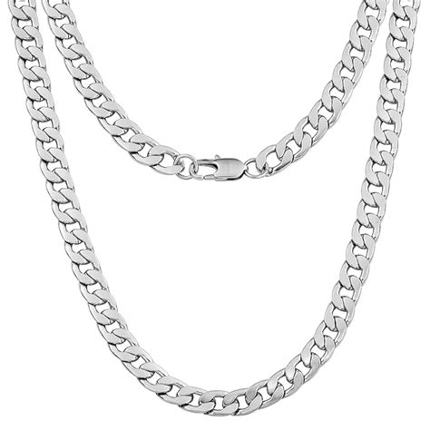 Buy 9mm Curb Chain For Men Mens Necklace Flat Cuban Stainless Steel