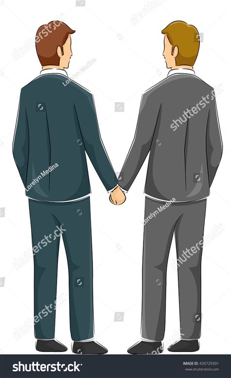 Back View Illustration Male Same Sex Stock Vector Royalty Free