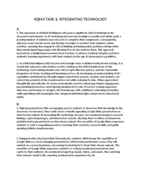 KQM3 TASK 1 Integrating Technology KQM3 TASK 1 INTEGRATING