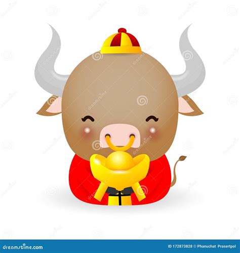 Glad Kinesisk Nyårsafton 2021 Little Ox Holding Chinese Gold the Year