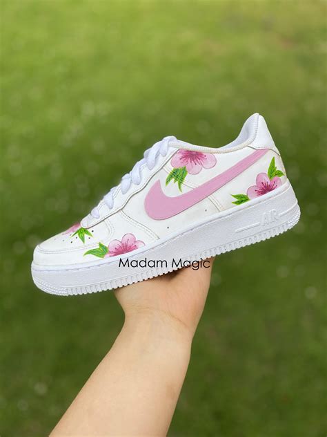 Hand Painted Custom Nike Air Force Low Pink Blossom Flower Air Force