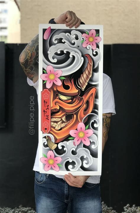 Hannya Arte feita por filipe pipe Impressão em FineArt 31 x