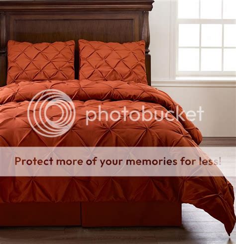 Emerson Burnt Orange King Size Bed 4pc Pinch Pleat Puckering Comforter Mini Set Comforters And Sets