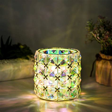 Romingo Tealight Candle Holder Crystal Table Lamp Batteries Operated Led Night Light Crystal