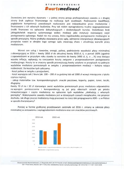 Petycja w sprawie wynagrodzeń mediatorów Stowarzyszenie WartoMediować