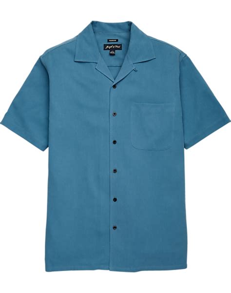 Joseph And Feiss Teal Silk Camp Shirt Mens Camp Shirts Mens Wearhouse