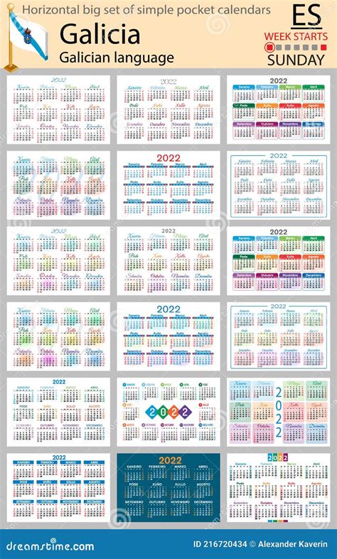 Calendarios De Bolsillo Horizontales Gallegos Para La Semana