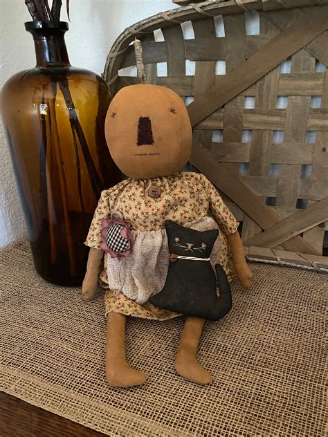 Primitive Pumpkin Doll Cinnamon Folk Art Etsy