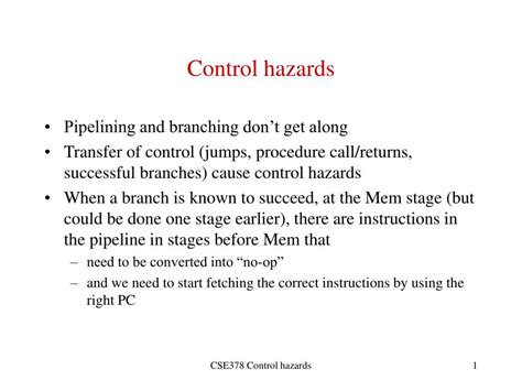 Ppt Control Hazards Powerpoint Presentation Free Download Id4571077