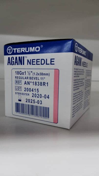 TERUMO AGANI NEEDLE 18G X 1 5 1 2 X 38MM 100S Box Exp 07 2027 Lazada