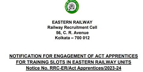 Eastern Railway RRC ER Kolkata Apprentices 2023 Apply Online For 3115 Post